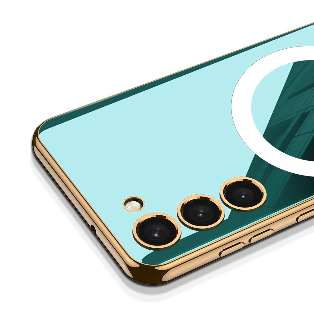 Galaxy Uyumlu S23 Kılıf Wireless Şarj Özellikli Kenarları Elektroplating Kaplama Aynalı Zore Kent Kapak
