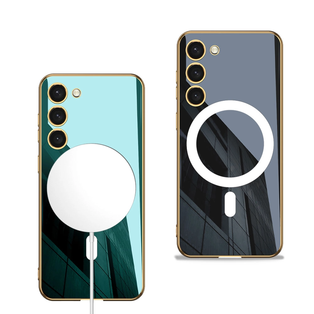 Galaxy Uyumlu S23 Plus Kılıf Wireless Şarj Özellikli Kenarları Elektroplating Kaplama Aynalı Zore Kent Kapak