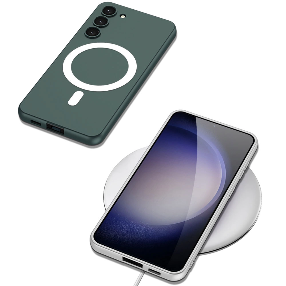 Galaxy Uyumlu S23 Plus Kılıf Wireless Şarj Özellikli Zore Kıpta M-safe Silikon Kapak