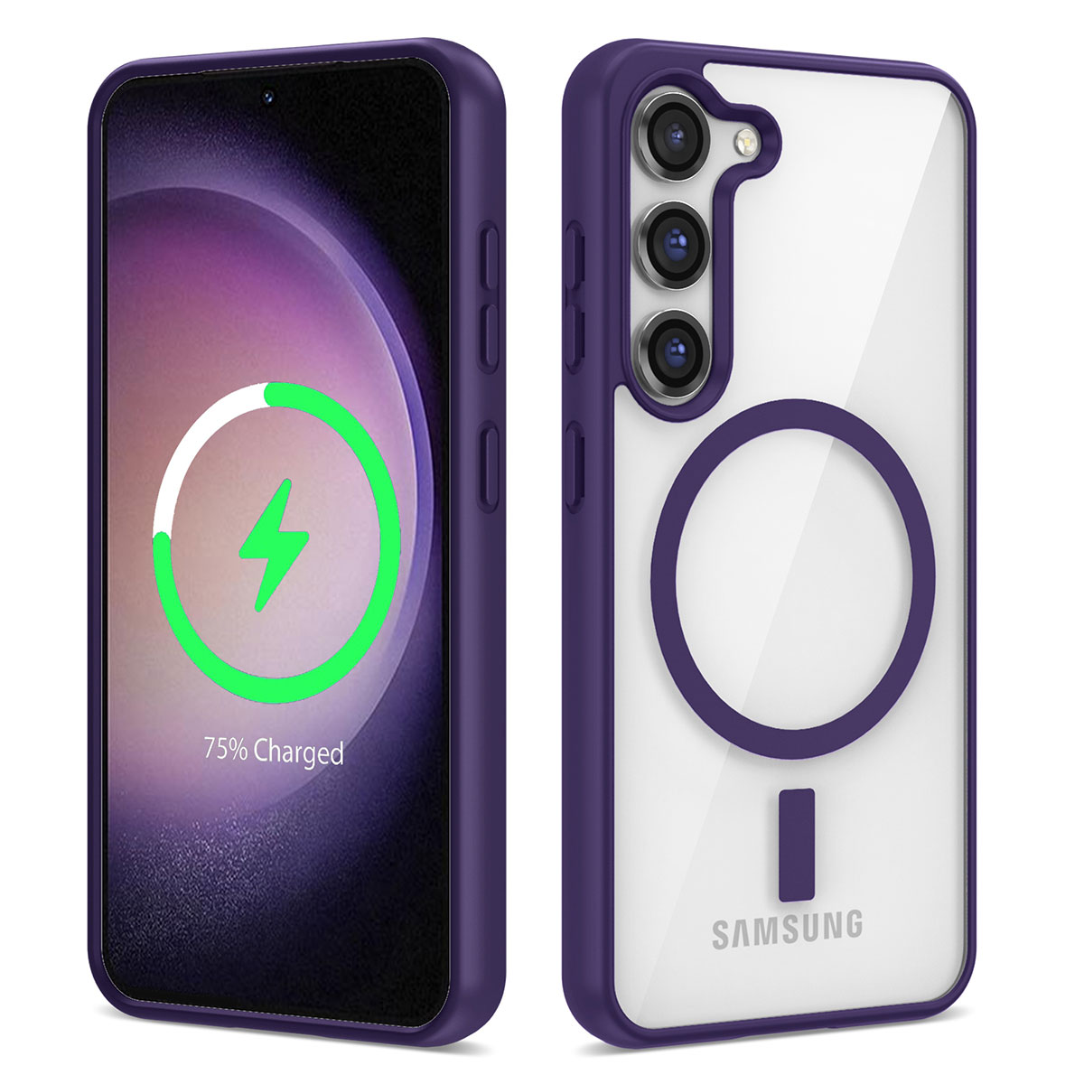 Galaxy Uyumlu S22 Plus Kılıf M-safe Wireless Şarj Özellikli Silikon Zore Ege Kapak-Mor