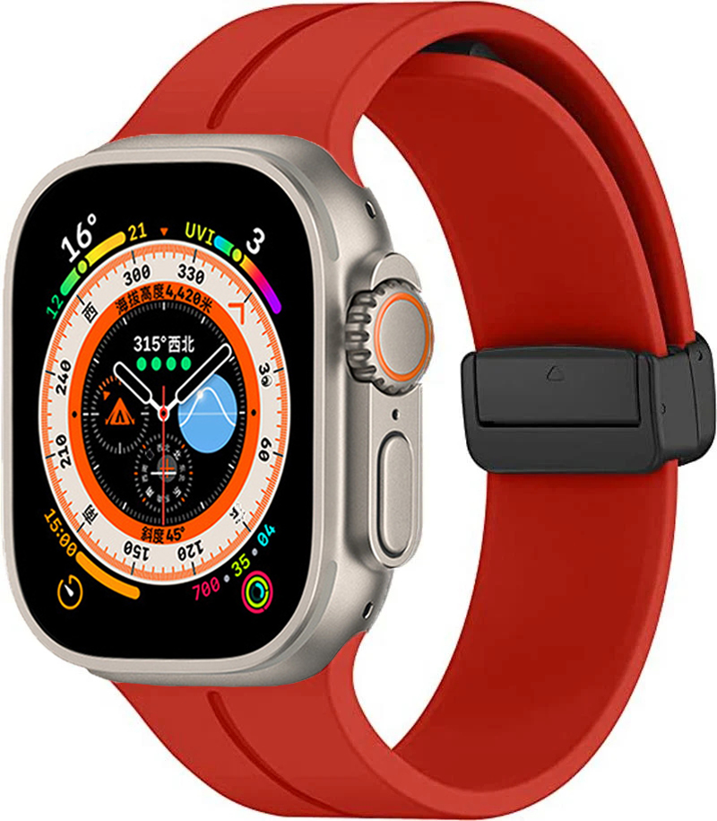Watch Ultra 49mm Zore KRD-84 Silikon Kordon-Kırmızı