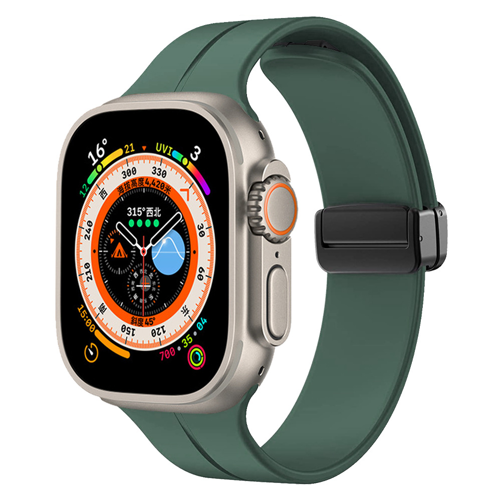 Watch Ultra 49mm Zore KRD-84 Silikon Kordon-Koyu yeşil
