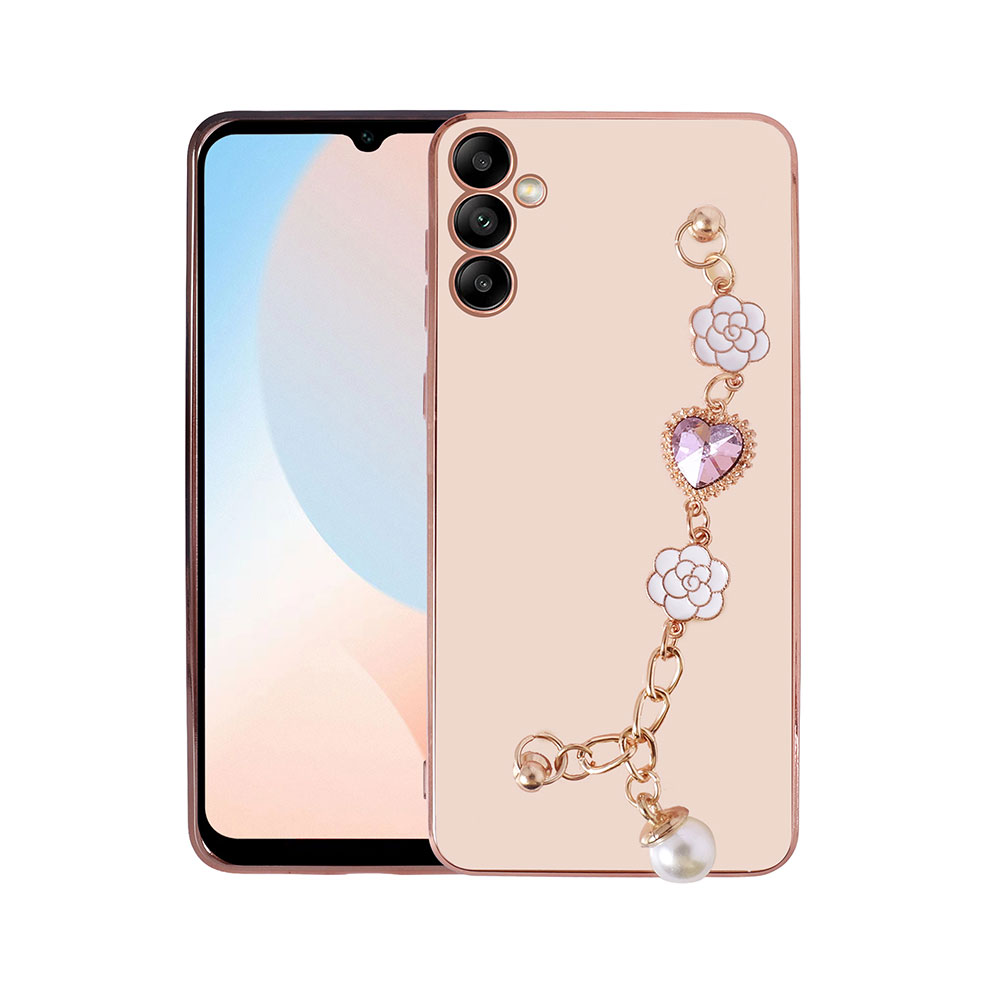 Galaxy Uyumlu A34 Kılıf El Tutamaçlı Kamera Korumalı Zore Taka Silikon Kapak-Pembe