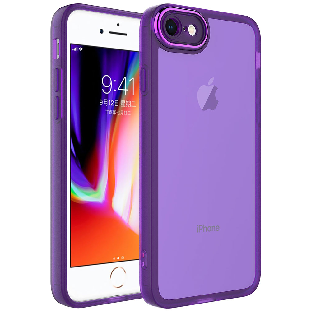 iPhone Uyumlu 7 Kılıf Kamera Korumalı Transparan Zore Post Kapak-Derin mor