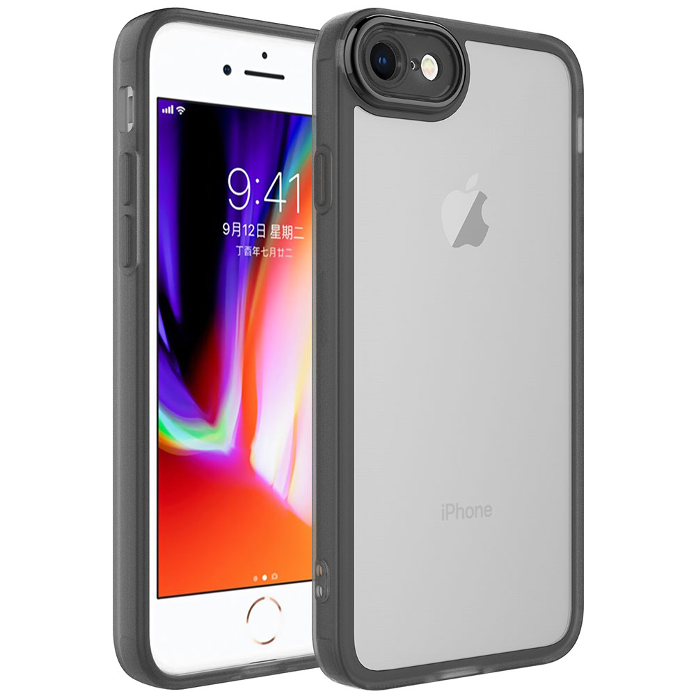 iPhone Uyumlu SE 2022 Kılıf Kamera Korumalı Transparan Zore Post Kapak-Siyah