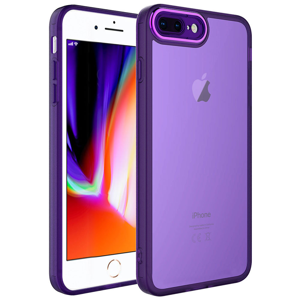 iPhone Uyumlu 7 Plus Kılıf Kamera Korumalı Transparan Zore Post Kapak-Derin mor