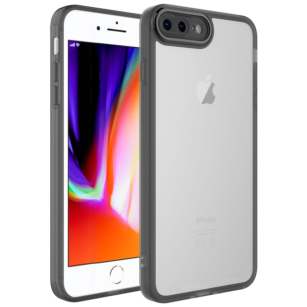 iPhone Uyumlu 8 Plus Kılıf Kamera Korumalı Transparan Zore Post Kapak-Siyah