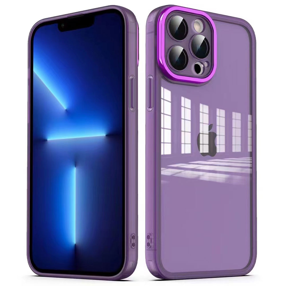 iPhone Uyumlu 12 Pro Max Kılıf Kamera Korumalı Transparan Zore Post Kapak-Derin mor