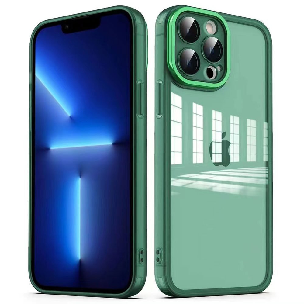 iPhone Uyumlu 12 Pro Max Kılıf Kamera Korumalı Transparan Zore Post Kapak-Koyu yeşil