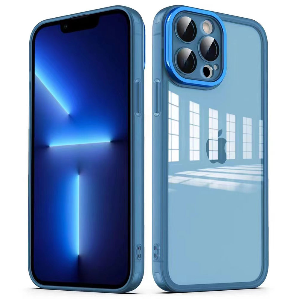 iPhone Uyumlu 12 Pro Max Kılıf Kamera Korumalı Transparan Zore Post Kapak-Mavi