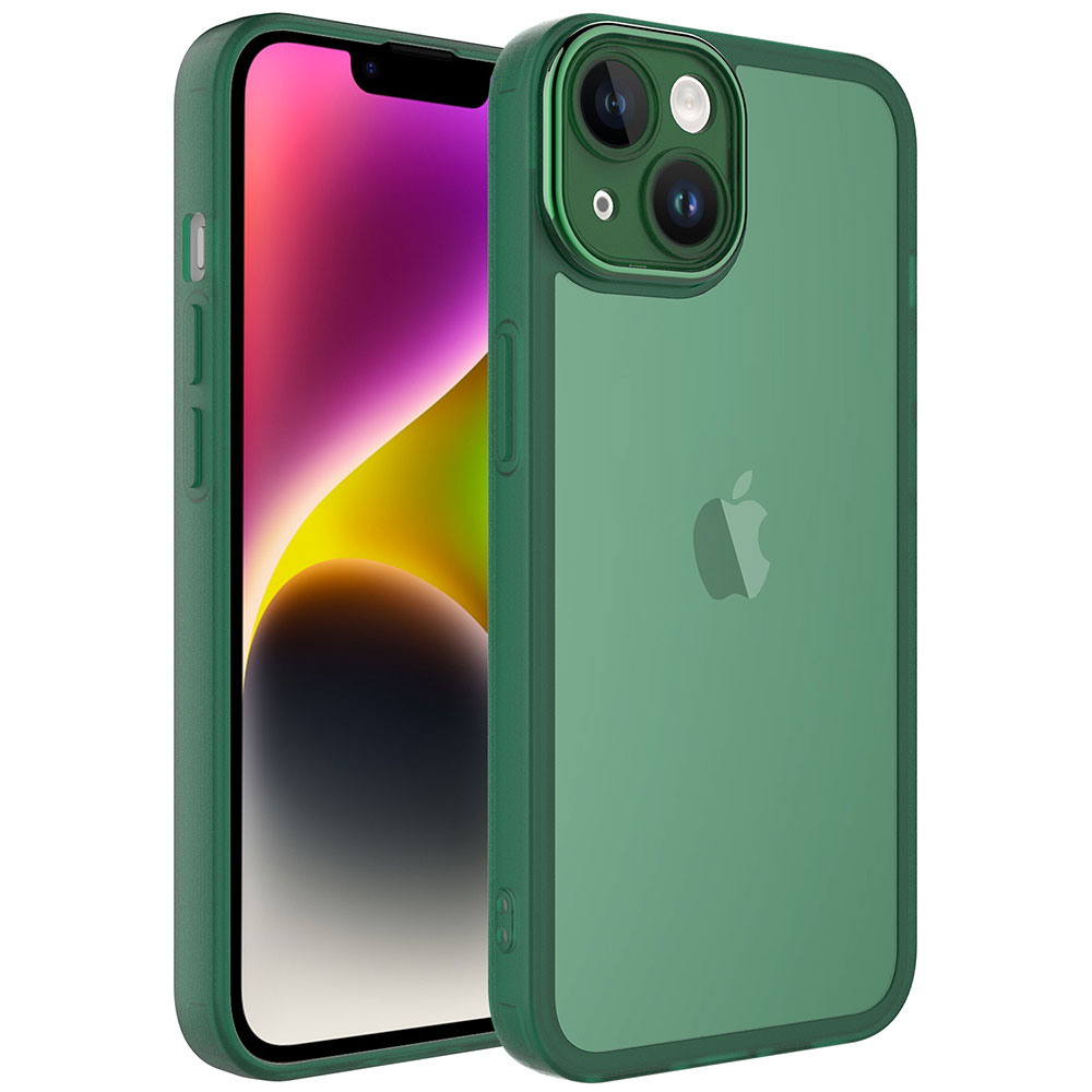 iPhone Uyumlu 13 Kılıf Kamera Korumalı Transparan Zore Post Kapak-Koyu yeşil