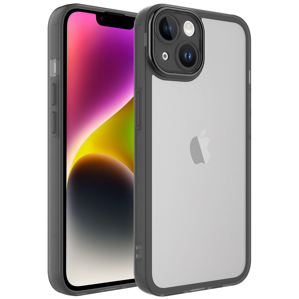 iPhone Uyumlu 13 Kılıf Kamera Korumalı Transparan Zore Post Kapak-Siyah