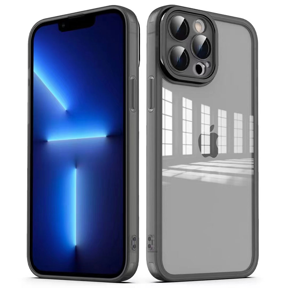 iPhone Uyumlu 13 Pro Kılıf Kamera Korumalı Transparan Zore Post Kapak-Siyah