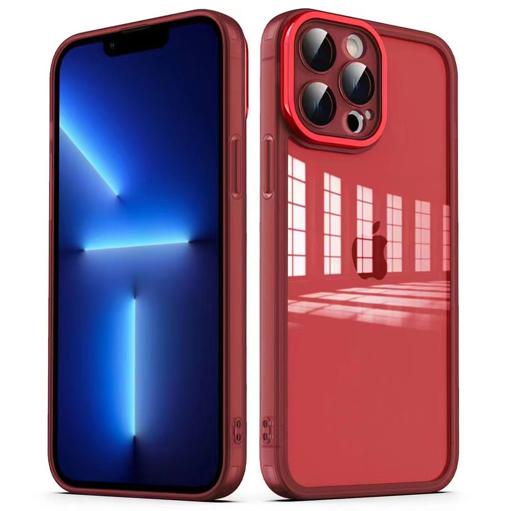iPhone Uyumlu 13 Pro Max Kılıf Kamera Korumalı Transparan Zore Post Kapak-Kırmızı