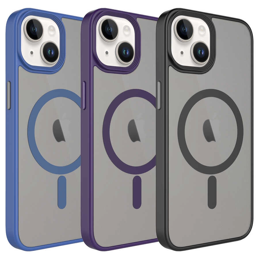 iPhone Uyumlu 13 Kılıf Mat Arka Yüzey Wireless Şarj Özellikli Zore Flet M-safe Kapak