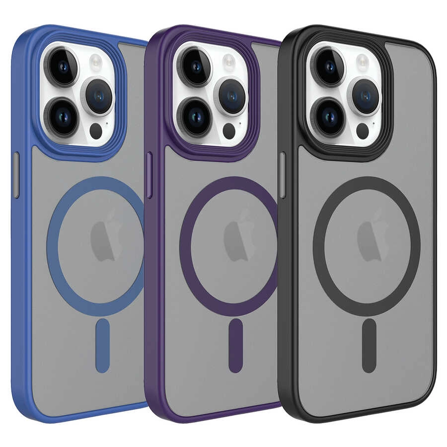 iPhone Uyumlu 12 Pro Max Kılıf Mat Arka Yüzey Wireless Şarj Özellikli Zore Flet M-safe Kapak