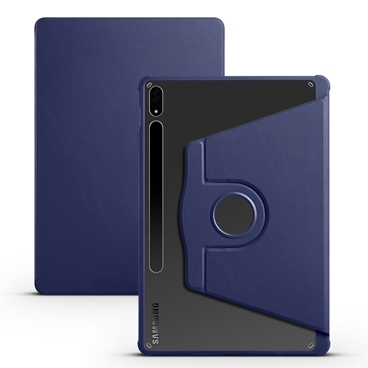 Galaxy Uyumlu Tab S7 FE LTE (T737-T736-T733-T730) Kılıf Zore Termik Kalem Bölmeli Dönebilen Standlı Kılıf-Lacivert