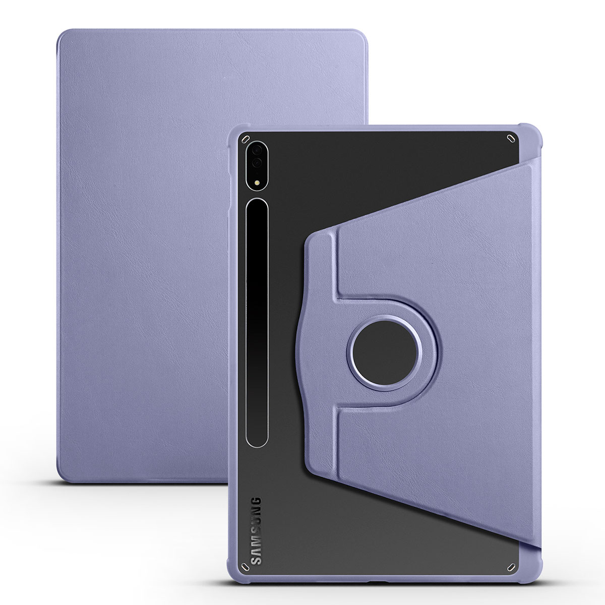 Galaxy Uyumlu Tab S8 Plus SM-X800 Kılıf Zore Termik Kalem Bölmeli Dönebilen Standlı Kılıf-Lavendery gray