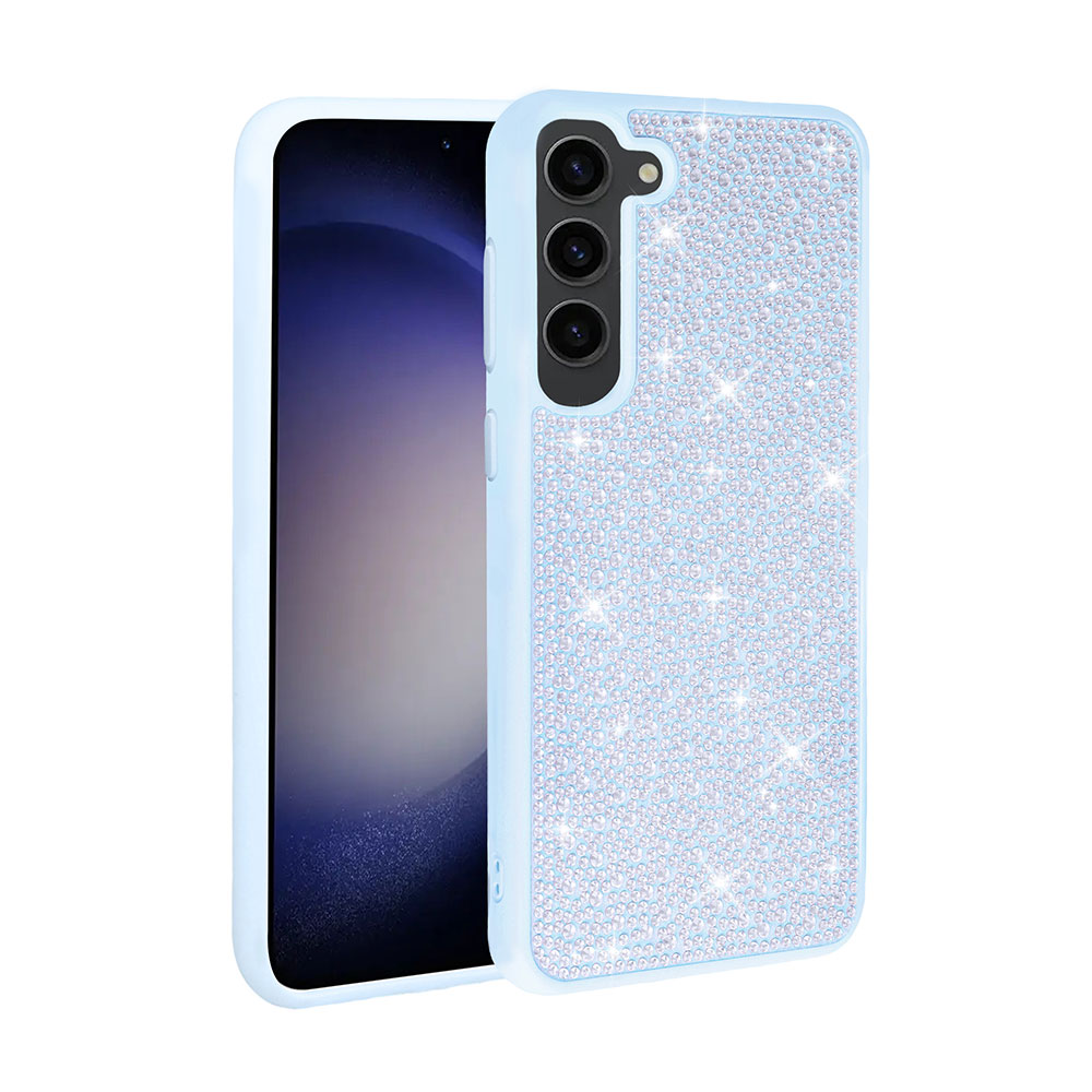 Galaxy Uyumlu S23 Plus Kılıf Parlak Taşlı Tasarım Zore Ston Kapak-Mavi açık