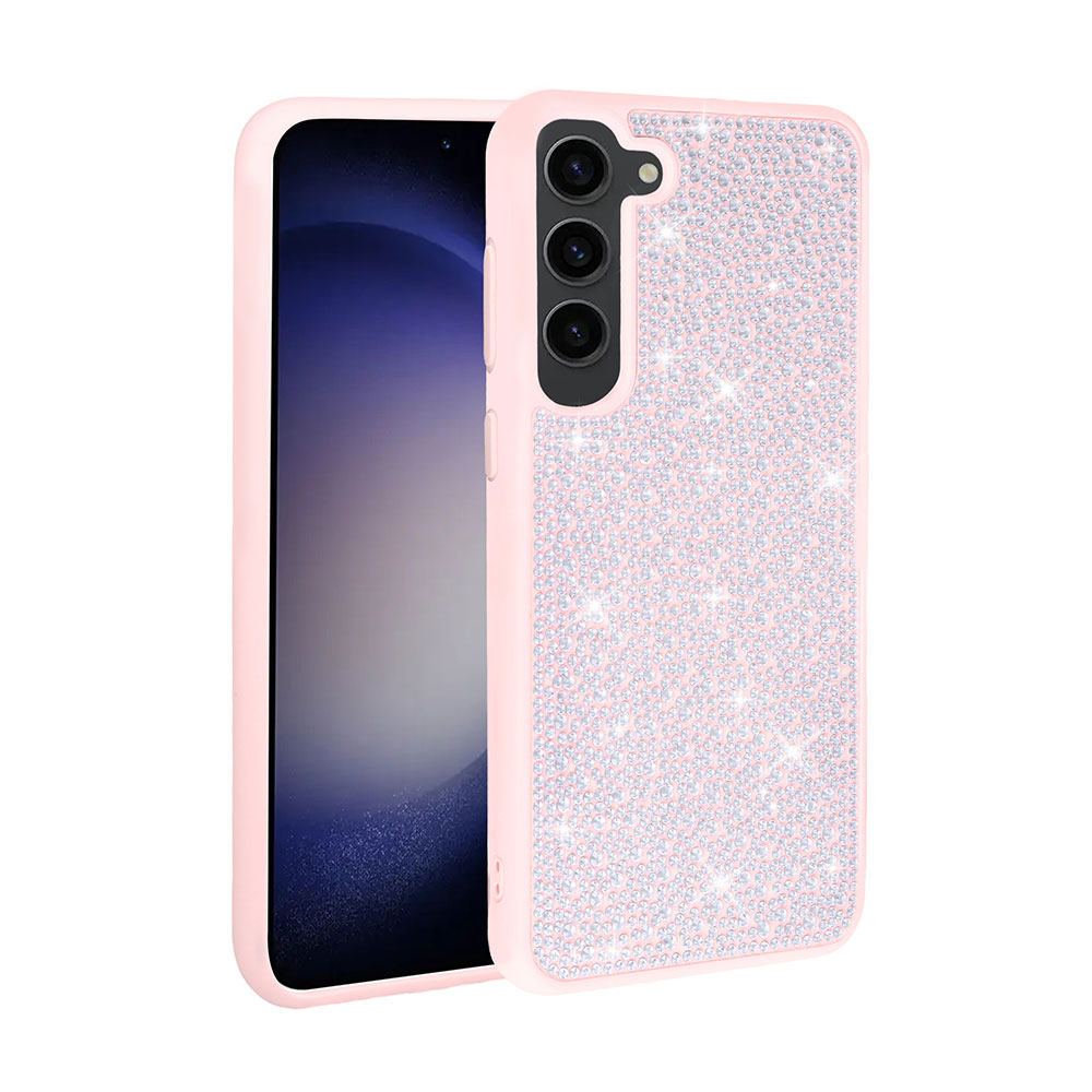 Galaxy Uyumlu S23 Plus Kılıf Parlak Taşlı Tasarım Zore Ston Kapak-Pembe