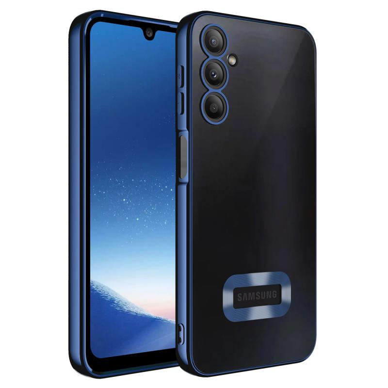 Galaxy Uyumlu A24 Kılıf Kamera Korumalı Logo Gösteren Zore Omega Kapak-Lacivert