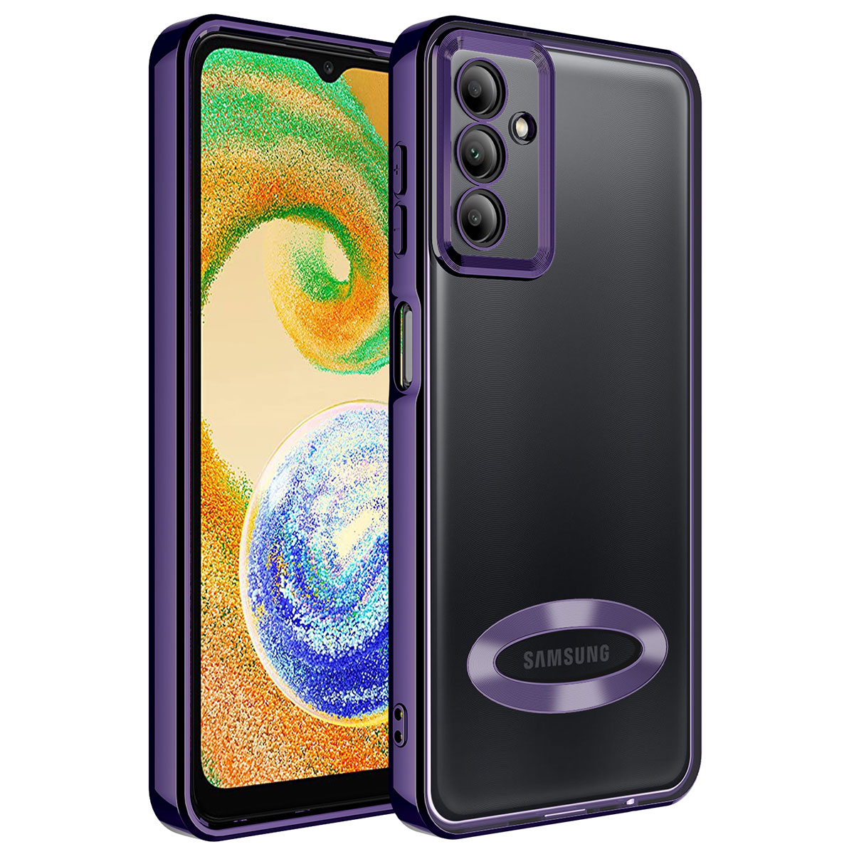 Galaxy Uyumlu A34 Kılıf Kamera Korumalı Logo Gösteren Zore Omega Kapak-Derin mor