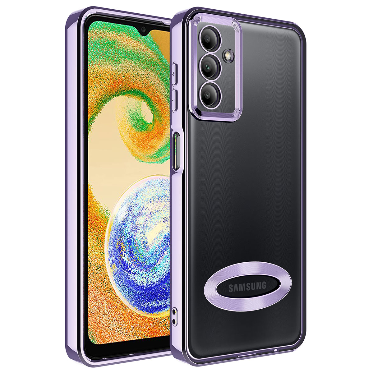 Galaxy Uyumlu A34 Kılıf Kamera Korumalı Logo Gösteren Zore Omega Kapak-Lila