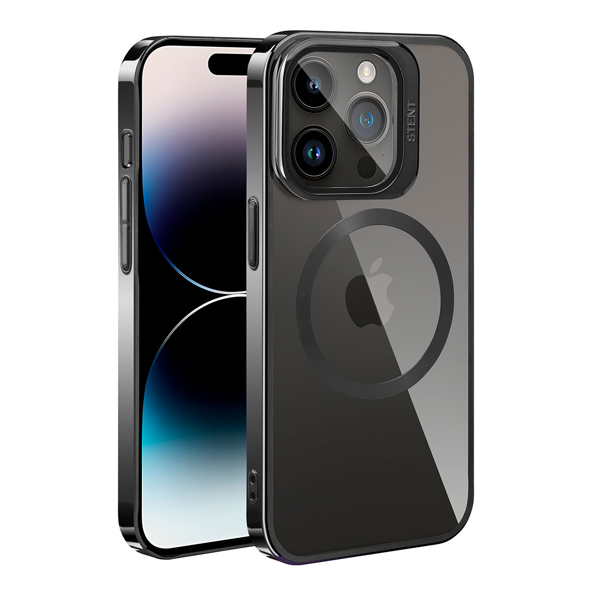 iPhone Uyumlu 14 Pro Kılıf M-safe Şarj Özellikli Standlı Zore Klon Kapak-Siyah