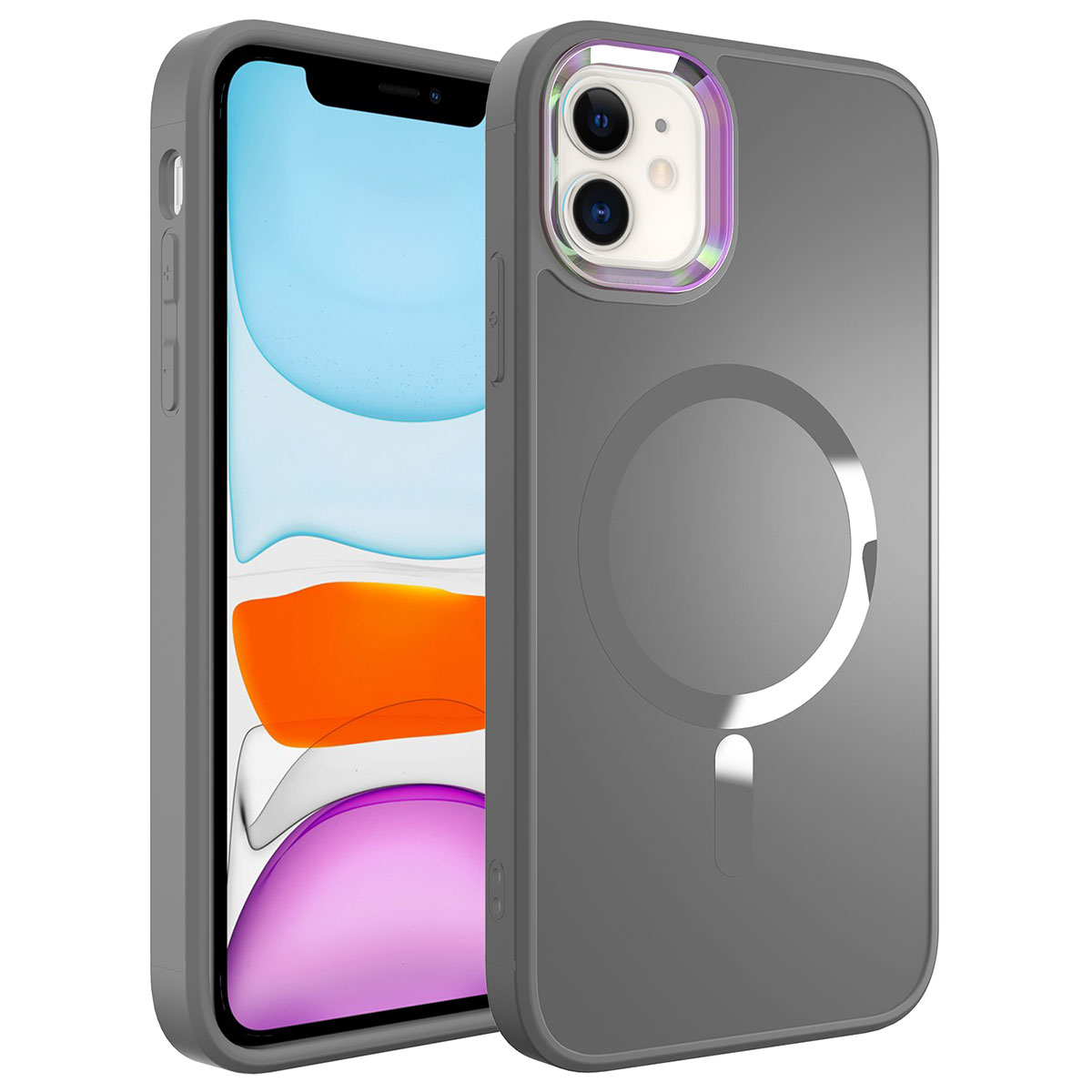iPhone Uyumlu 12 Kılıf M-safe Wireless Şarj Özellikli Zore Stil Kapak-Siyah