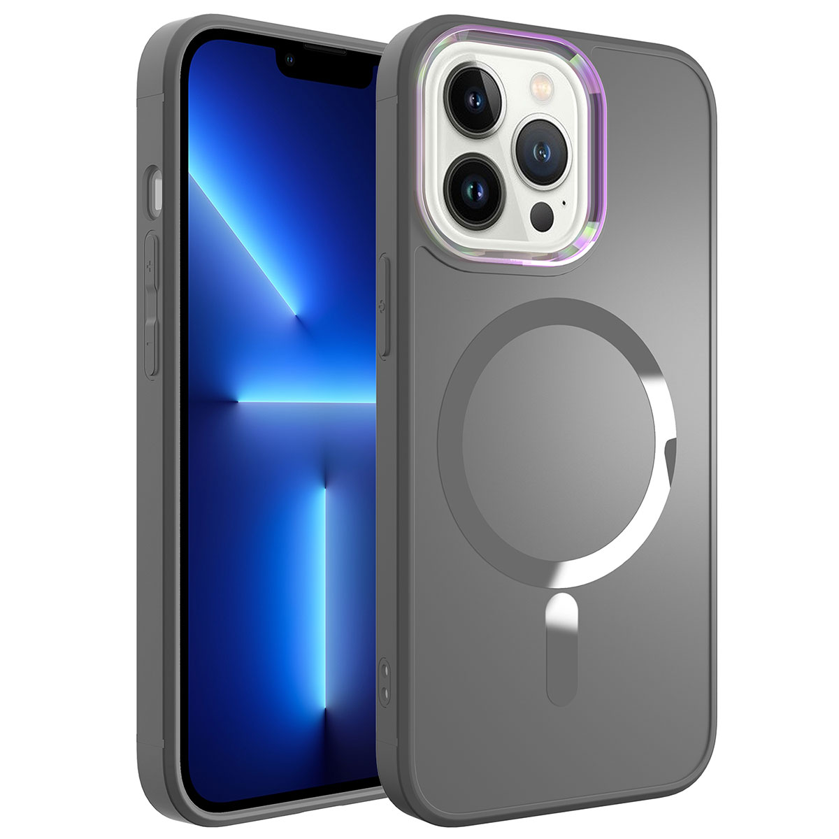 iPhone Uyumlu 12 Pro Max Kılıf M-safe Wireless Şarj Özellikli Zore Stil Kapak-Siyah