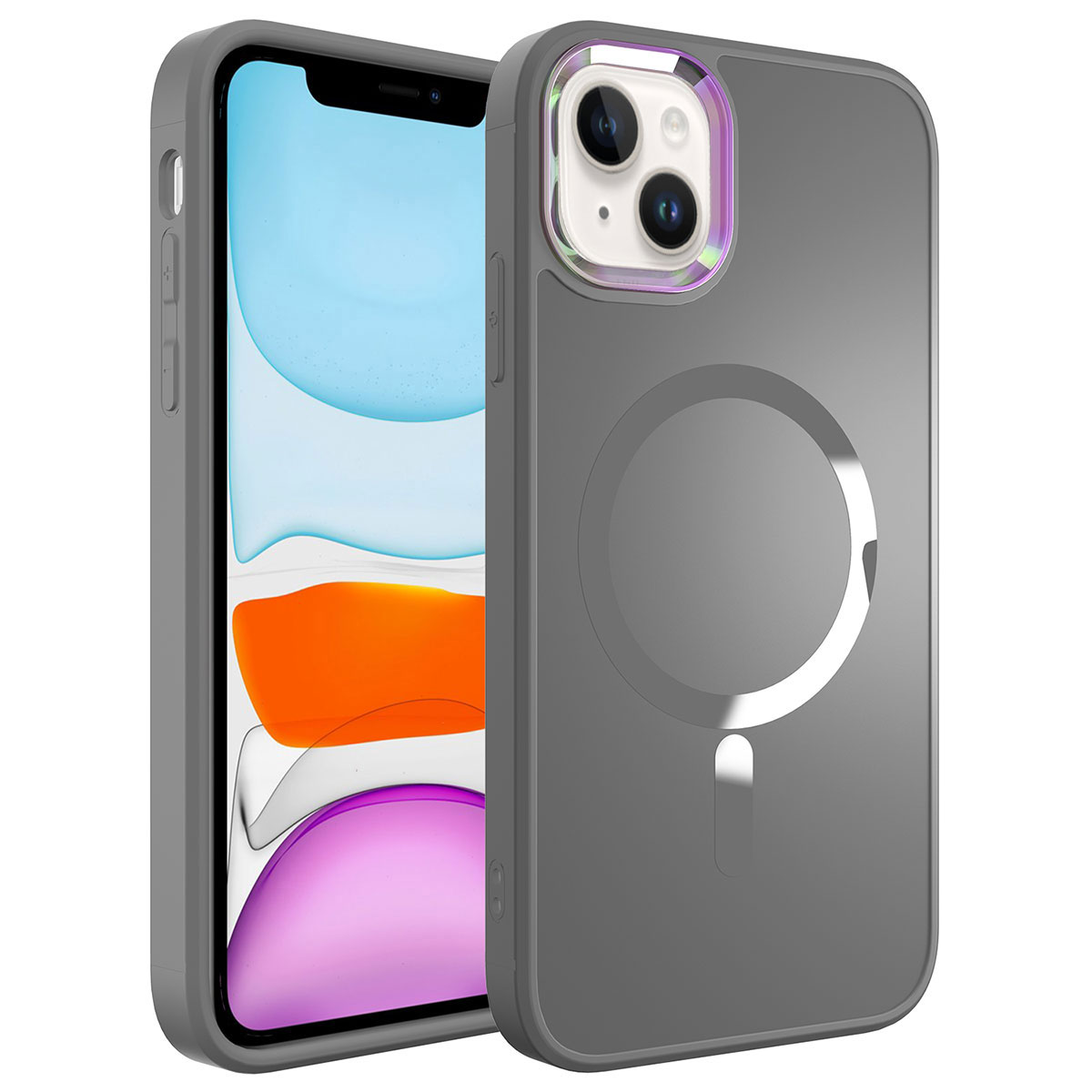 iPhone Uyumlu 13 Kılıf M-safe Wireless Şarj Özellikli Zore Stil Kapak-Siyah
