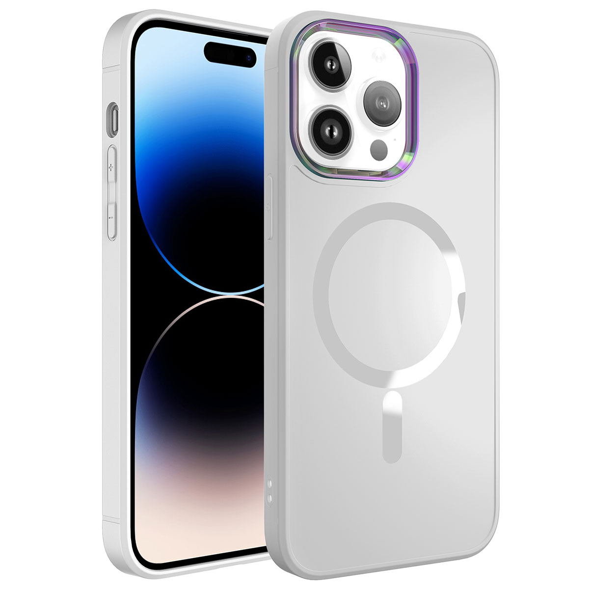 iPhone Uyumlu 14 Pro Max Kılıf M-safe Wireless Şarj Özellikli Zore Stil Kapak-Beyaz