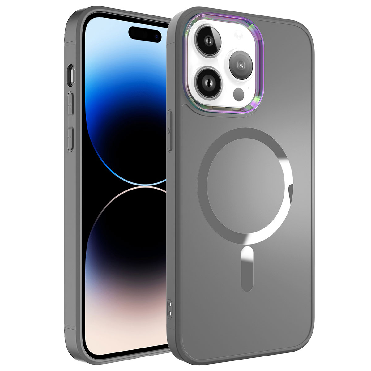 iPhone Uyumlu 14 Pro Max Kılıf M-safe Wireless Şarj Özellikli Zore Stil Kapak-Siyah