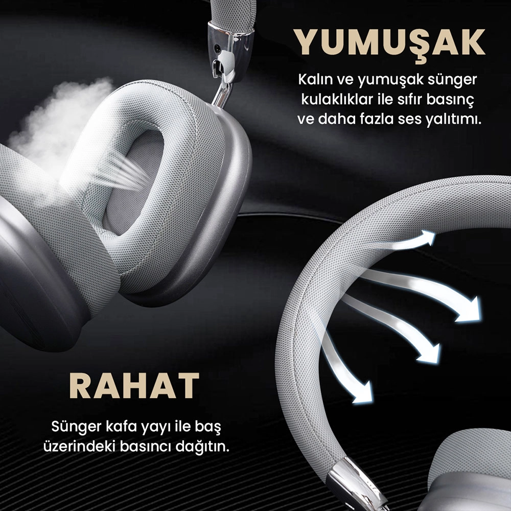 Zore B35 Ayarlanabilir ve Katlanabilir Kulak Üstü Bluetooth Kulaklık-Beyaz