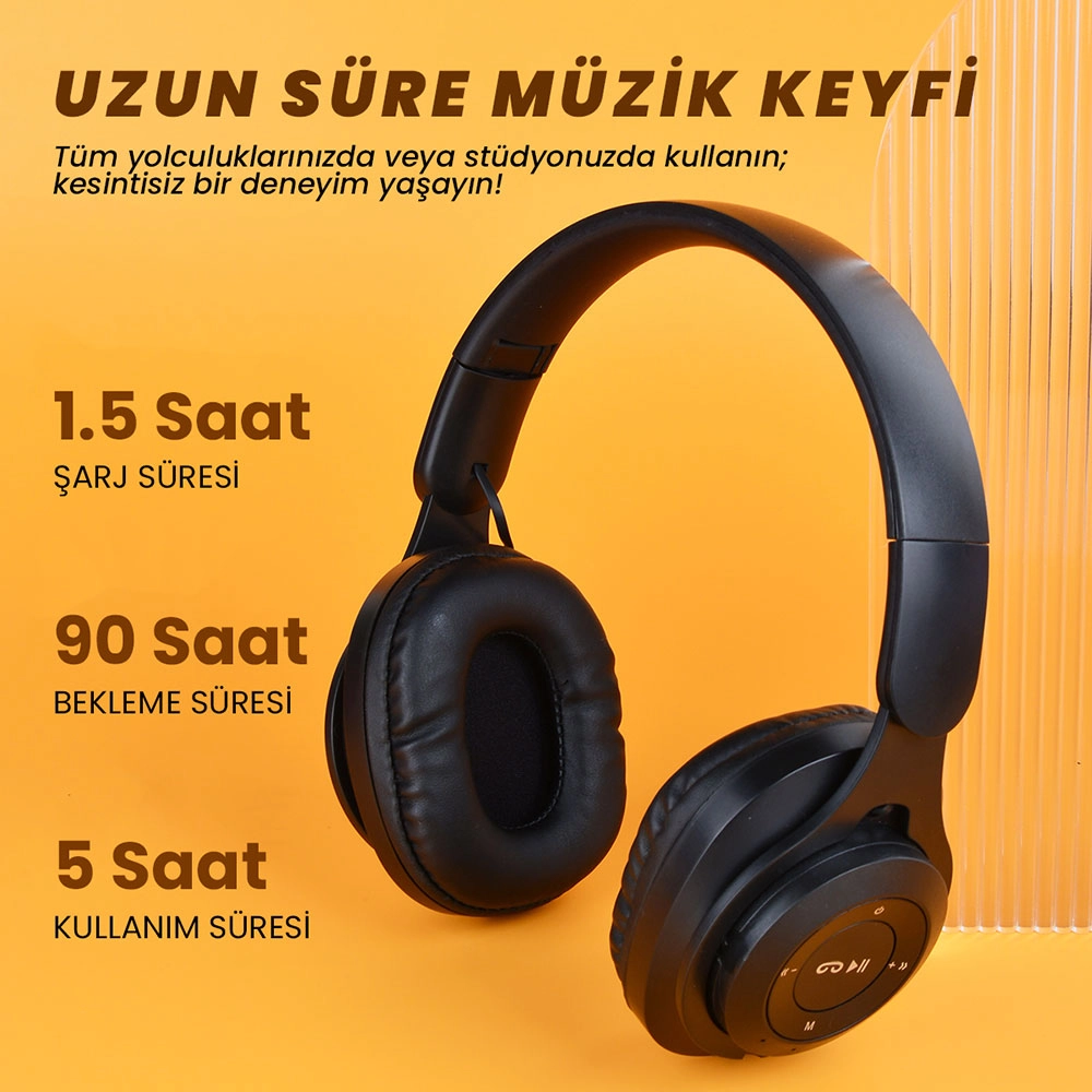 Zore M6 Plus Ayarlanabilir ve Katlanabilir Kulak Üstü Bluetooth Kulaklık-Beyaz