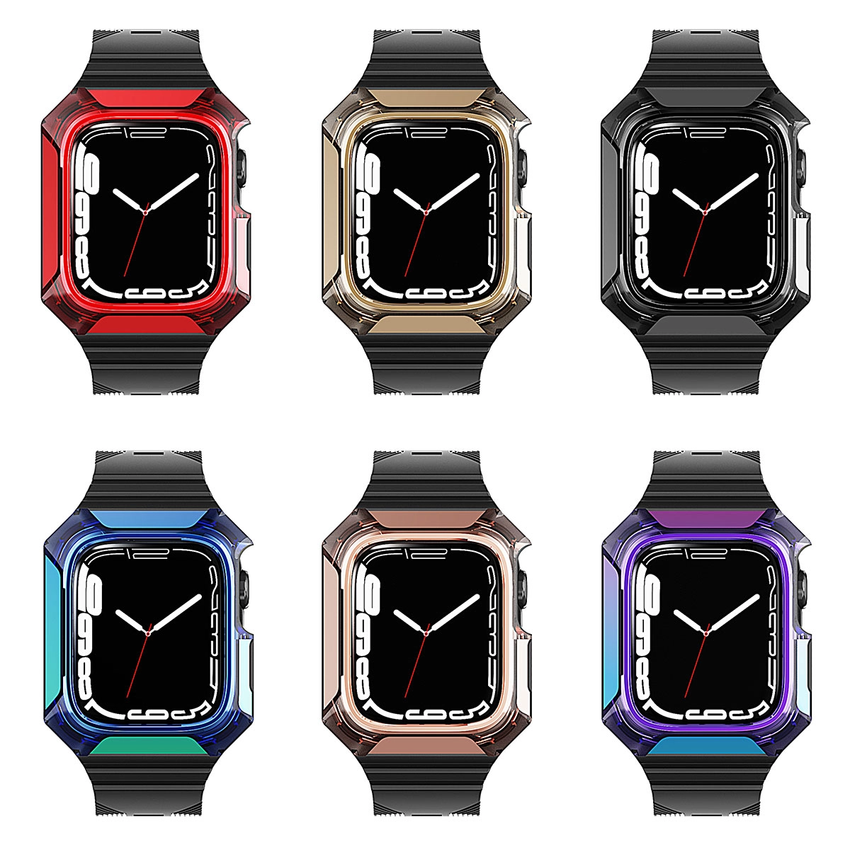 Watch 44mm Zore KRD-88 Sert PC Kasa Koruyuculu Silikon Kordon