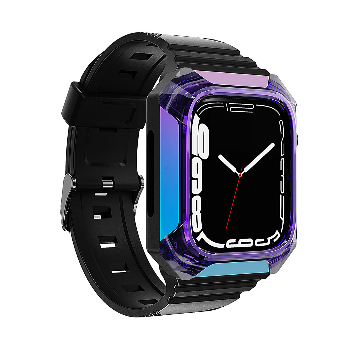 Watch 44mm Zore KRD-88 Sert PC Kasa Koruyuculu Silikon Kordon-Mor