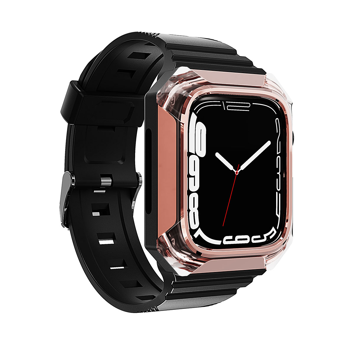 Watch 7 45mm Zore KRD-88 Sert PC Kasa Koruyuculu Silikon Kordon-Rose gold