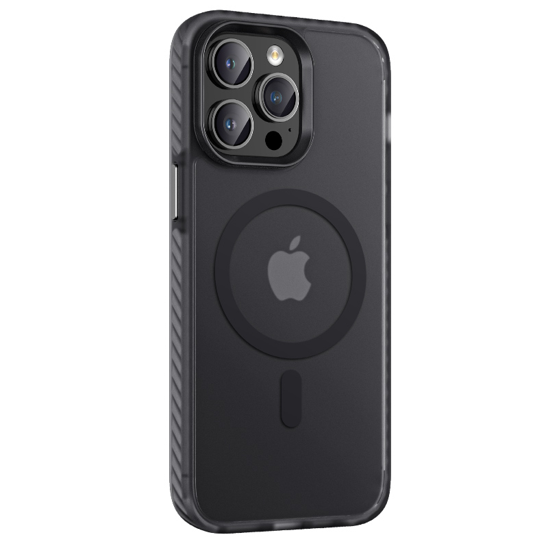 iPhone Uyumlu 14 Pro Max Kılıf Mat Arka Yüzey Wireless Şarj Özellikli Zore Locik Kapak-Siyah