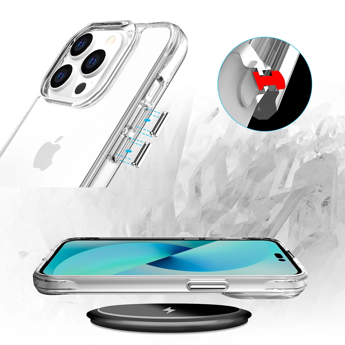 iPhone Uyumlu 14 Pro Kılıf Zore Şeffaf Ultra İnce Airbag Tasarımlı Okka Kapak