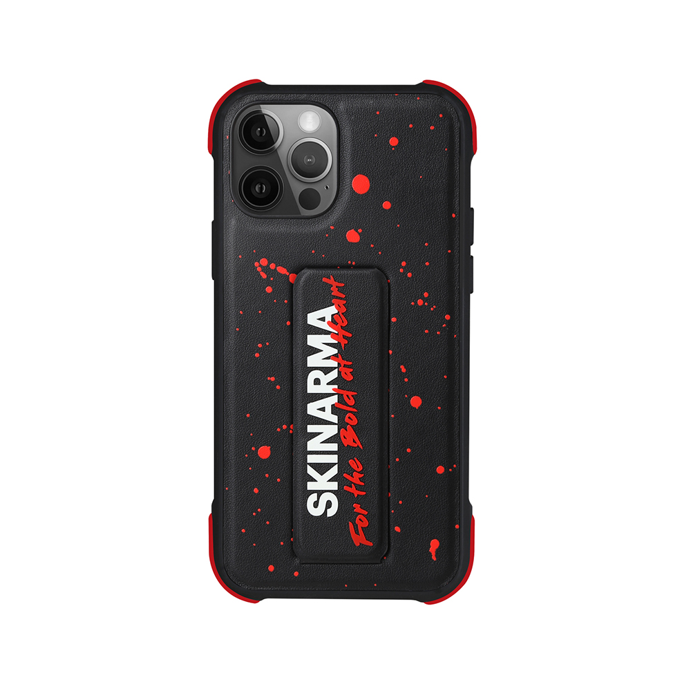 iPhone Uyumlu 12 Pro Max Kılıf SkinArma Standlı Deri Görünümlü Funsha Kapak-Kırmızı