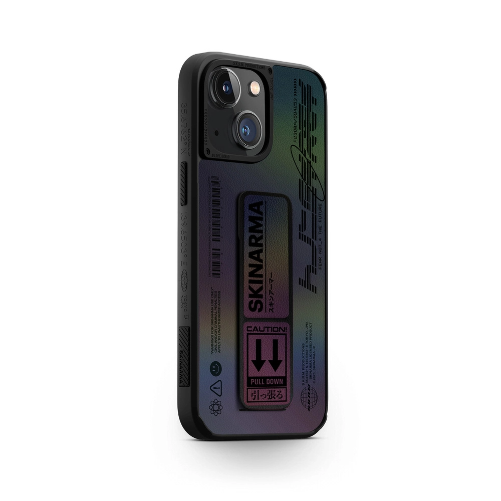 iPhone Uyumlu 14 Plus Kılıf SkinArma Holografik Tasarımlı Standlı Deri Görünümlü Kira Kobai Kapak