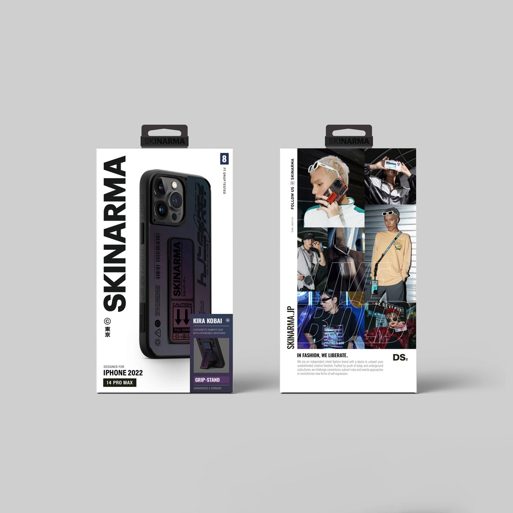 iPhone Uyumlu 14 Pro Max Kılıf SkinArma Holografik Tasarımlı Standlı Deri Görünümlü Kira Kobai Kapak