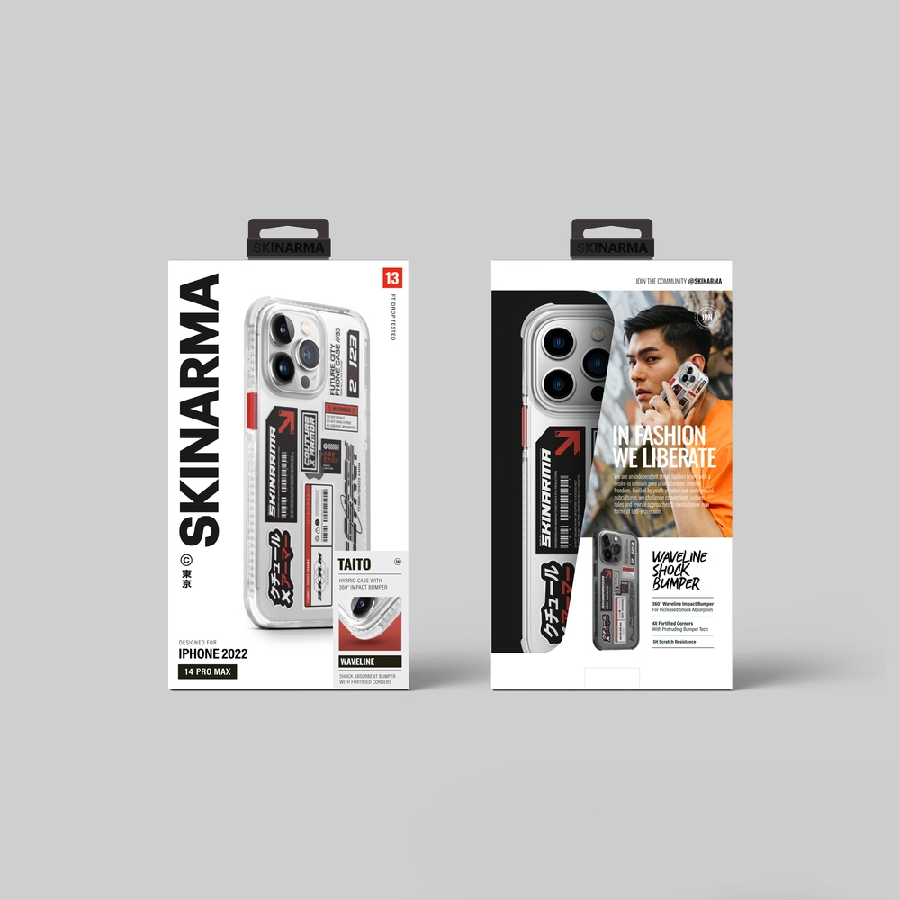 iPhone Uyumlu 14 Pro Max Kılıf SkinArma Şeffaf Desenli Airbag Tasarımlı Taito Kapak