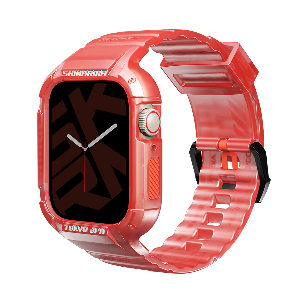 Watch 7 45mm SkinArma Saido Sert PC Kasa Koruyuculu Silikon Kordon-Kırmızı