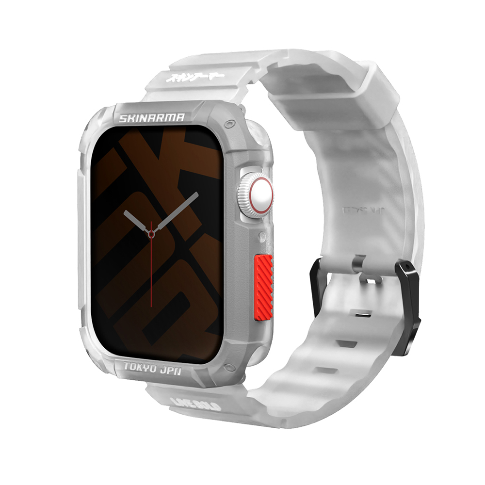 Watch 44mm SkinArma Kurono Sert PC Kasa Koruyucu + Shokku Silikon Kordon-Beyaz