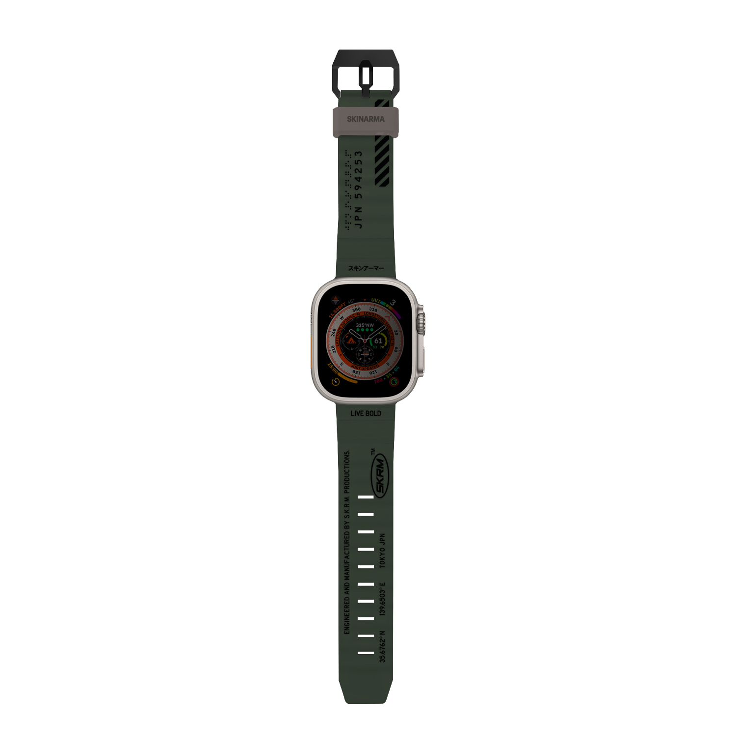 Watch 42mm SkinArma Shokku Silikon Kordon-Dark olive