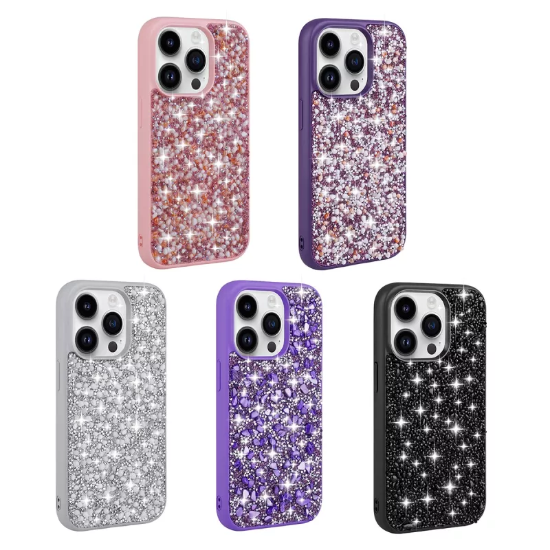 iPhone Uyumlu 14 Pro Max Kılıf Parlak Taşlı Tasarım Zore Linea Kapak