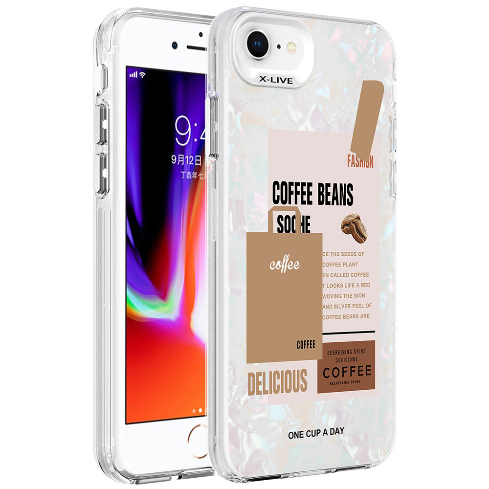 iPhone Uyumlu 7 Kılıf Mermer Desenli Zore Marbello Kapak-Kahverengi