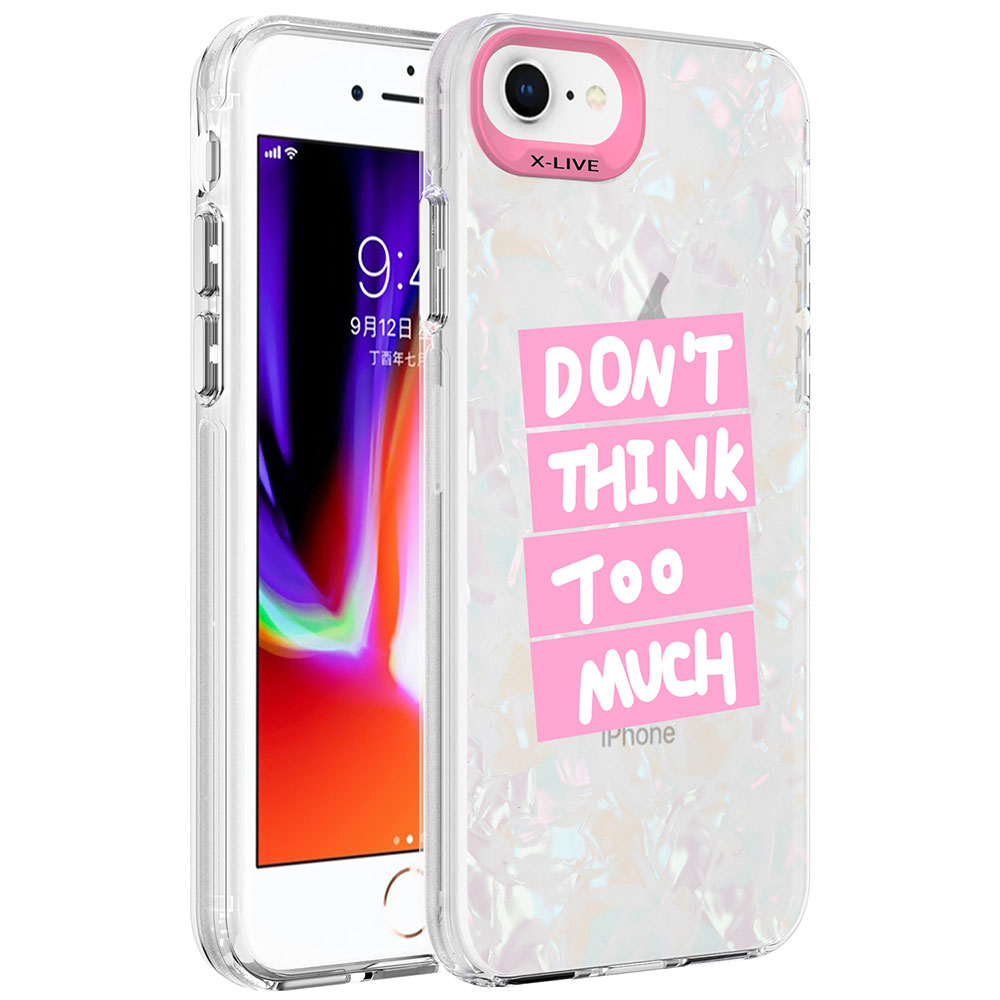 iPhone Uyumlu 7 Kılıf Mermer Desenli Zore Marbello Kapak-Pembe
